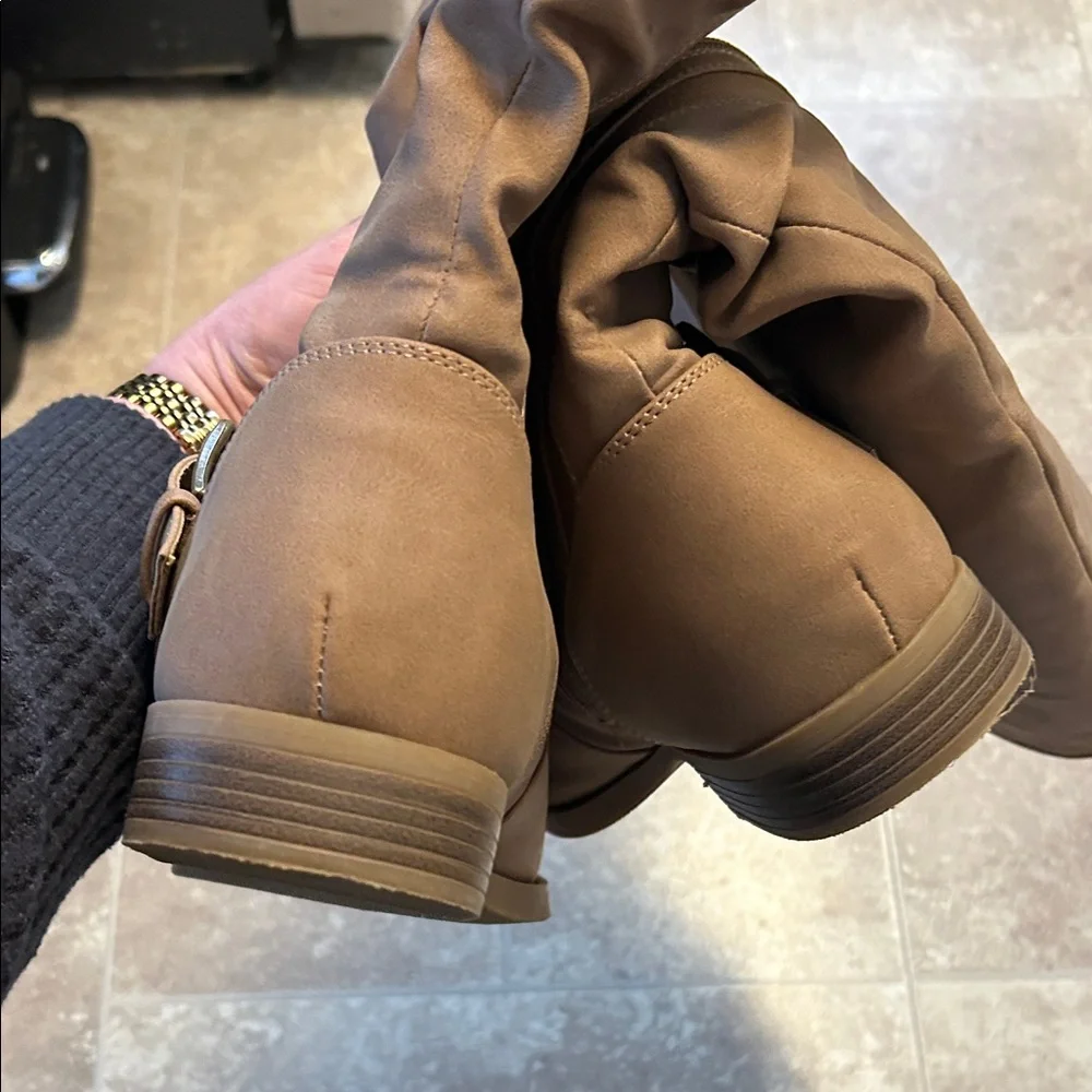 Brown Knee-High Boots with Buckle Detail Torrid Size 10